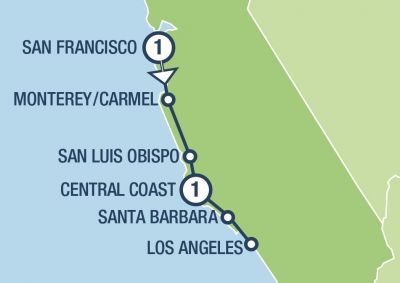 Map showing the Tour regions